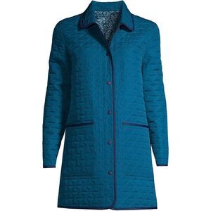 Land’s End Reversible pockets both sides quilted barn coat Baltic teal snap XSP